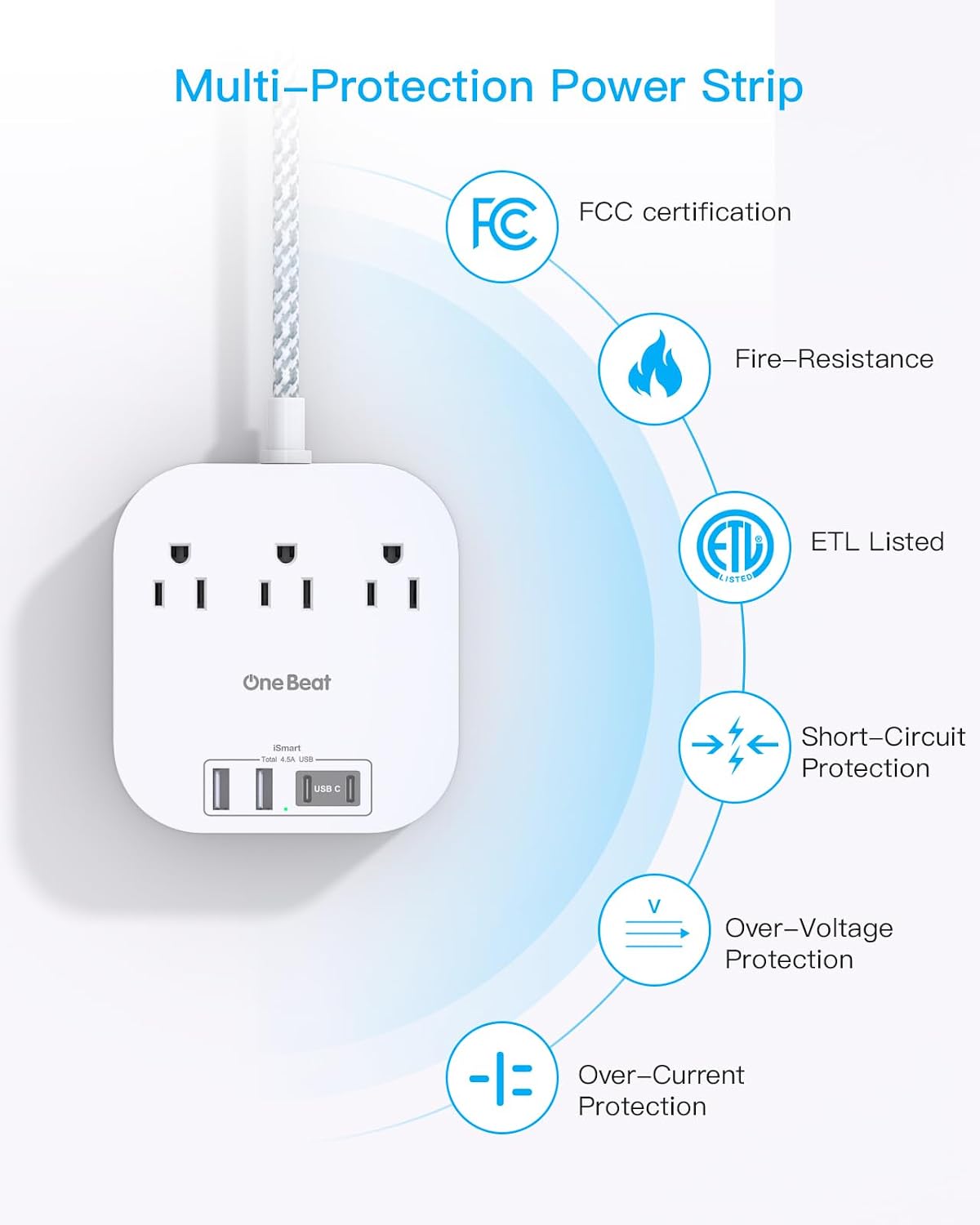 Thumbnail 4 de One Beat Power Strip 22.5W USB-C Charging Station 🔌
