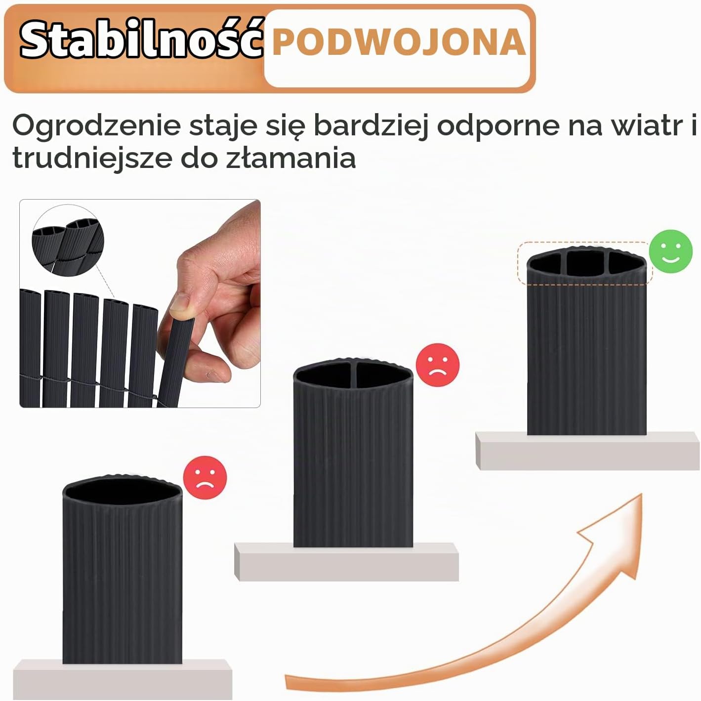 Thumbnail 2 de Sekey kratka osłonowa z PVC 160 × 400 cm, antracytowa, podwójnie wzmocniona