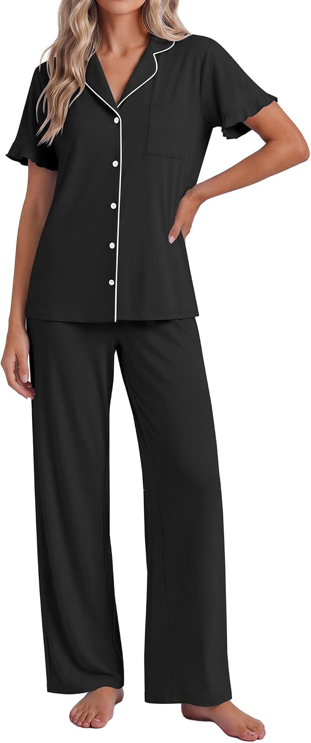 Detalle de Ekouaer Women's Pajama Set, Polyester-Spandex Blend