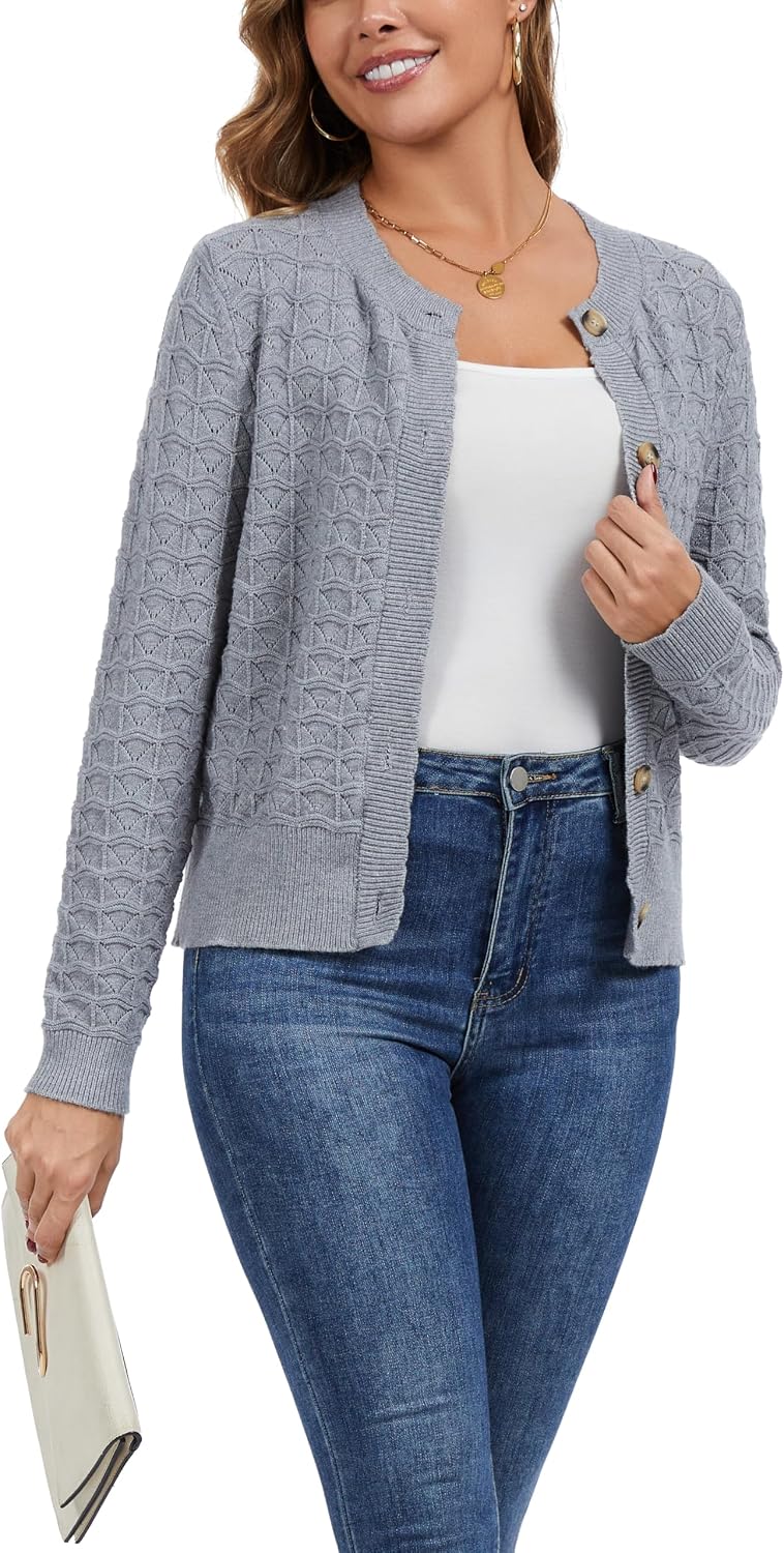 Thumbnail 6 de Enjyam Damen Strickjacke Elegant Langarm Bolero