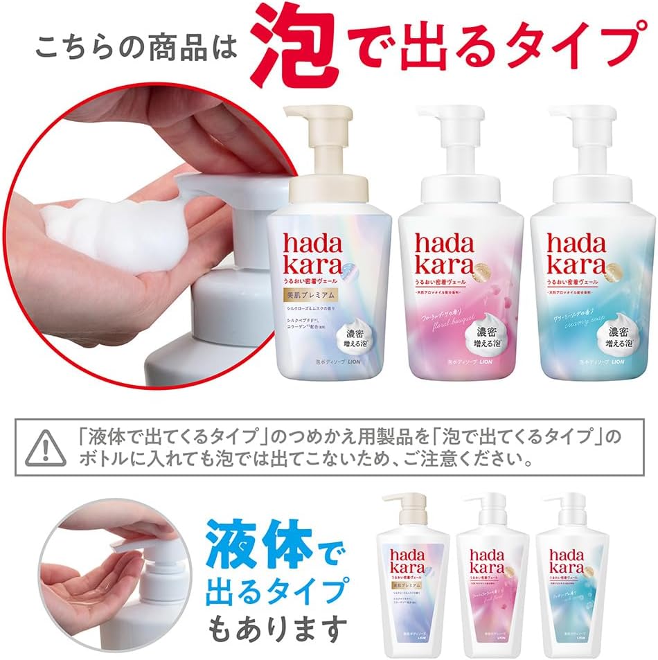Thumbnail 6 de hadakara 美肌プレミアム モイストボディケアソープ 泡タイプ シルクローズ＆ムスク 詰め替え360ml×3