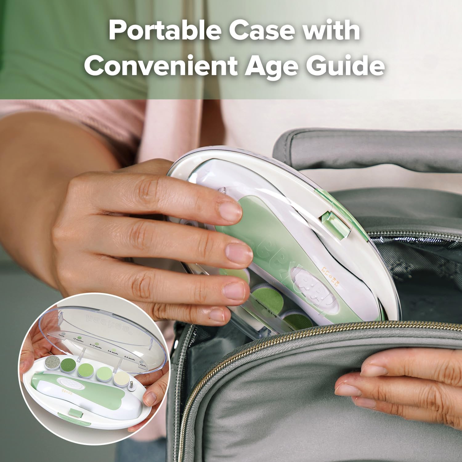 Thumbnail 6 de haakaa Coupe-ongles électrique pour bébés : kit de lime avec 10 tampons de rechange (couleur vert)