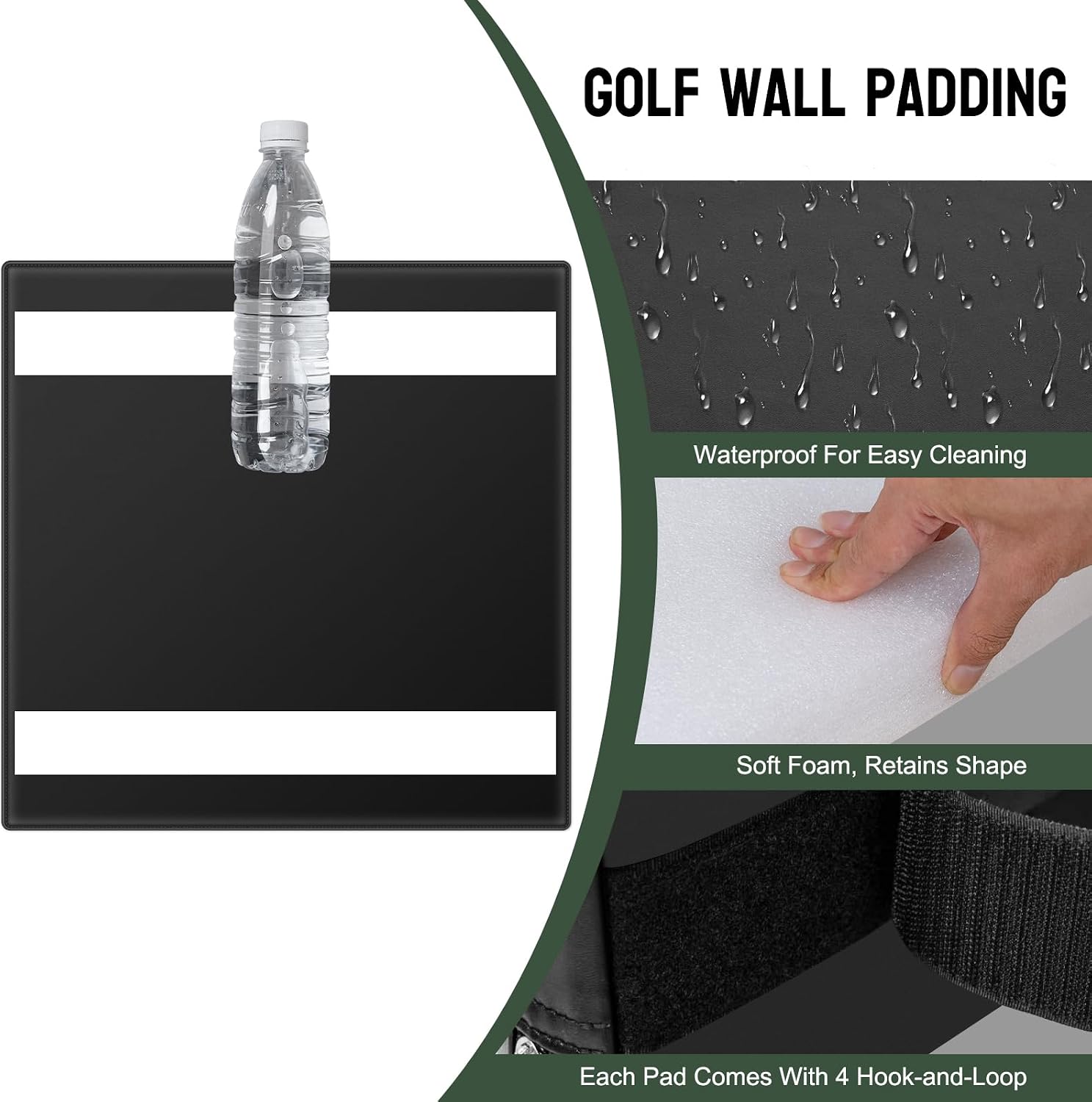 Detalle de JOMOQ 12-Pack Golf Wall Padding Panels (20" x 20" x 2") for Indoor Wall Protection