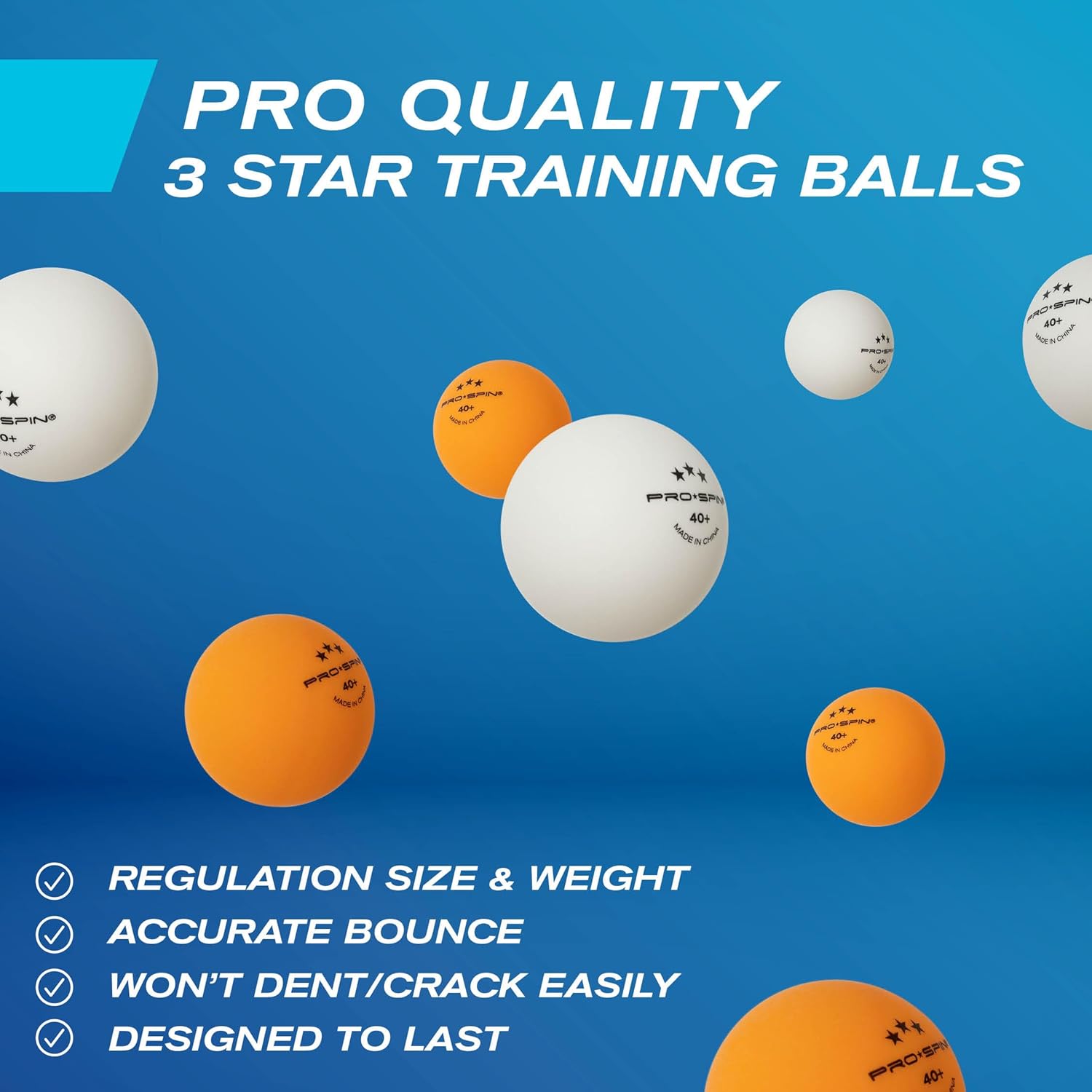 Detalle de PRO-SPIN Portable Table Tennis Set (Retractable Net, Storage Case, 3-Star Balls)