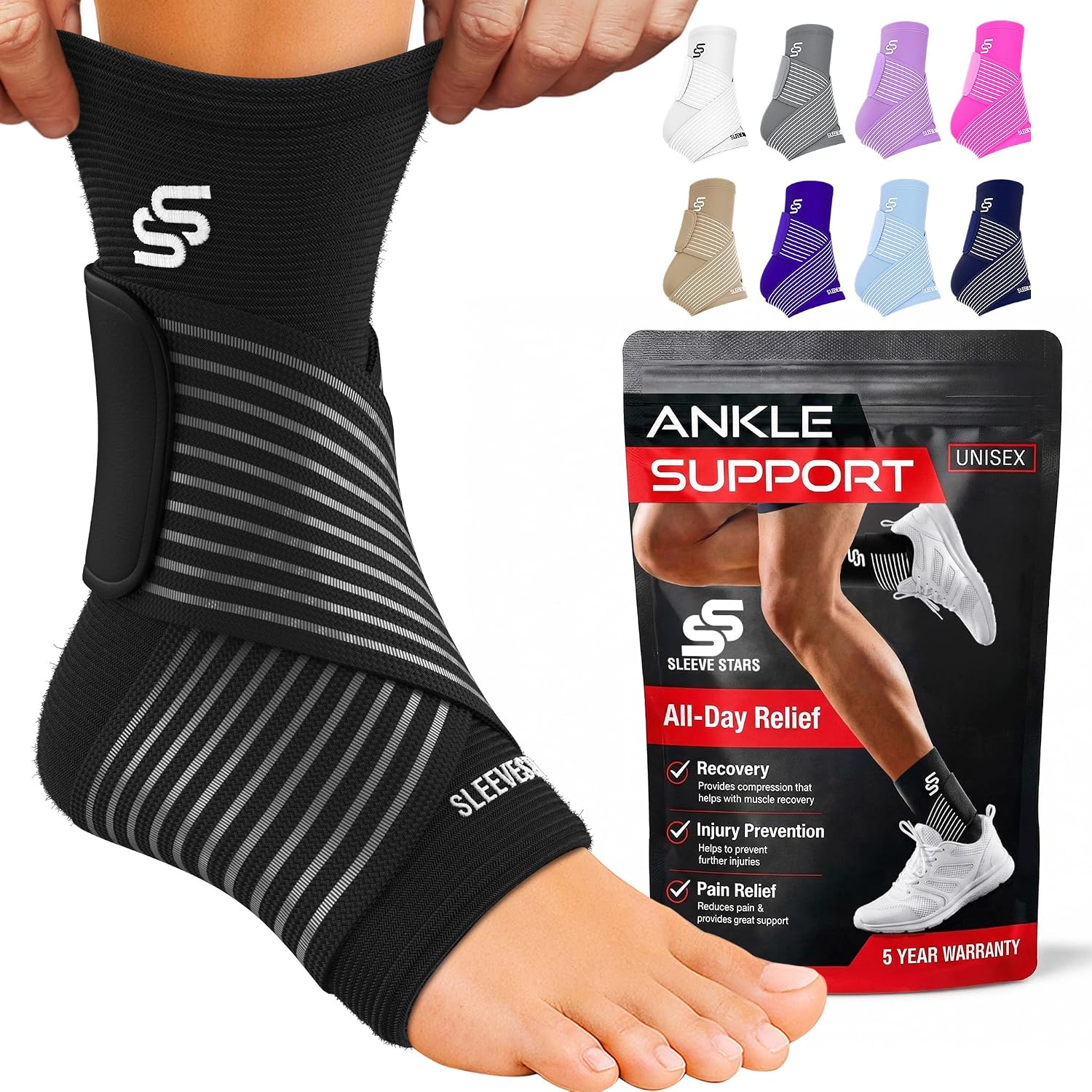 Detalle de Sleeve Stars Ankle Brace Compression Sleeve 10" 🦶