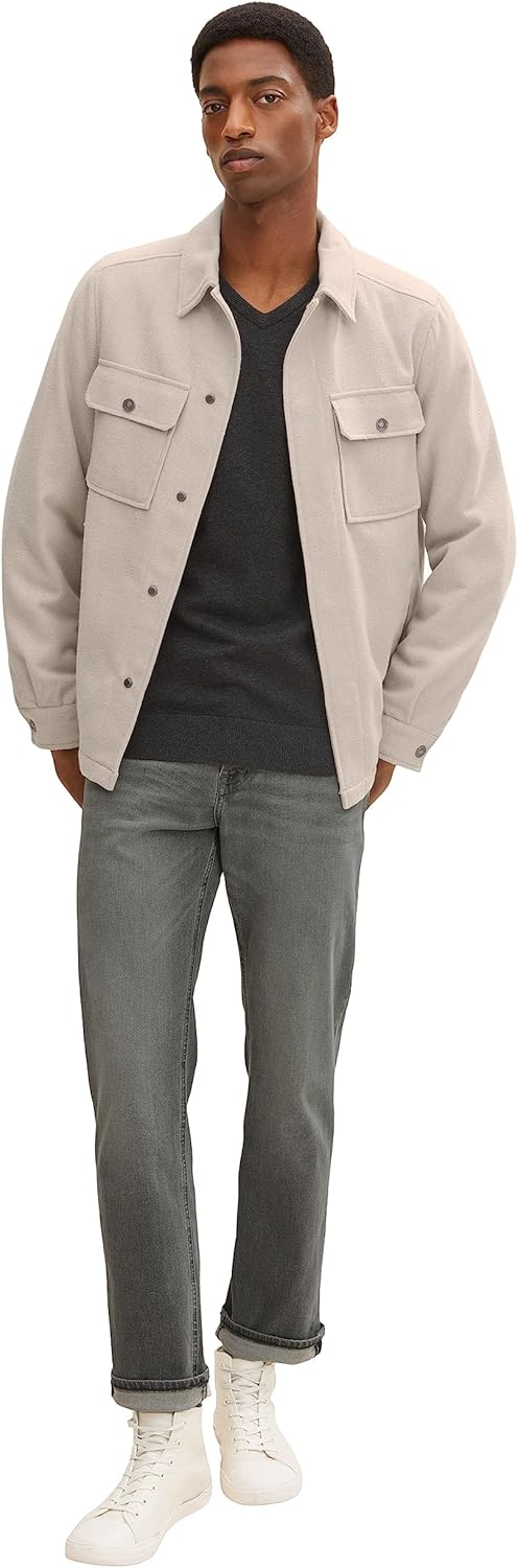 Detalle de TOM TAILOR Herren-Strickpullover mit V-Ausschnitt aus Baumwolle