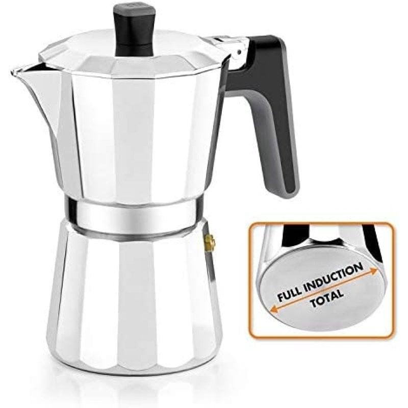 Detalle de Cafetera Italiana BRA Perfecta 9 Tazas para inducción – Aluminio Mate
