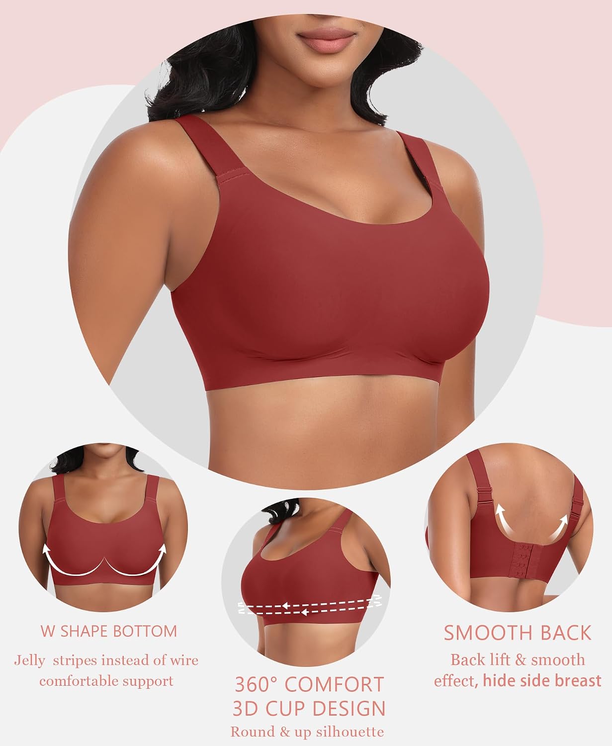 Detalle 2 de Ganado WNBR001 Wireless Seamless Bra, Full Coverage and Adjustable Straps