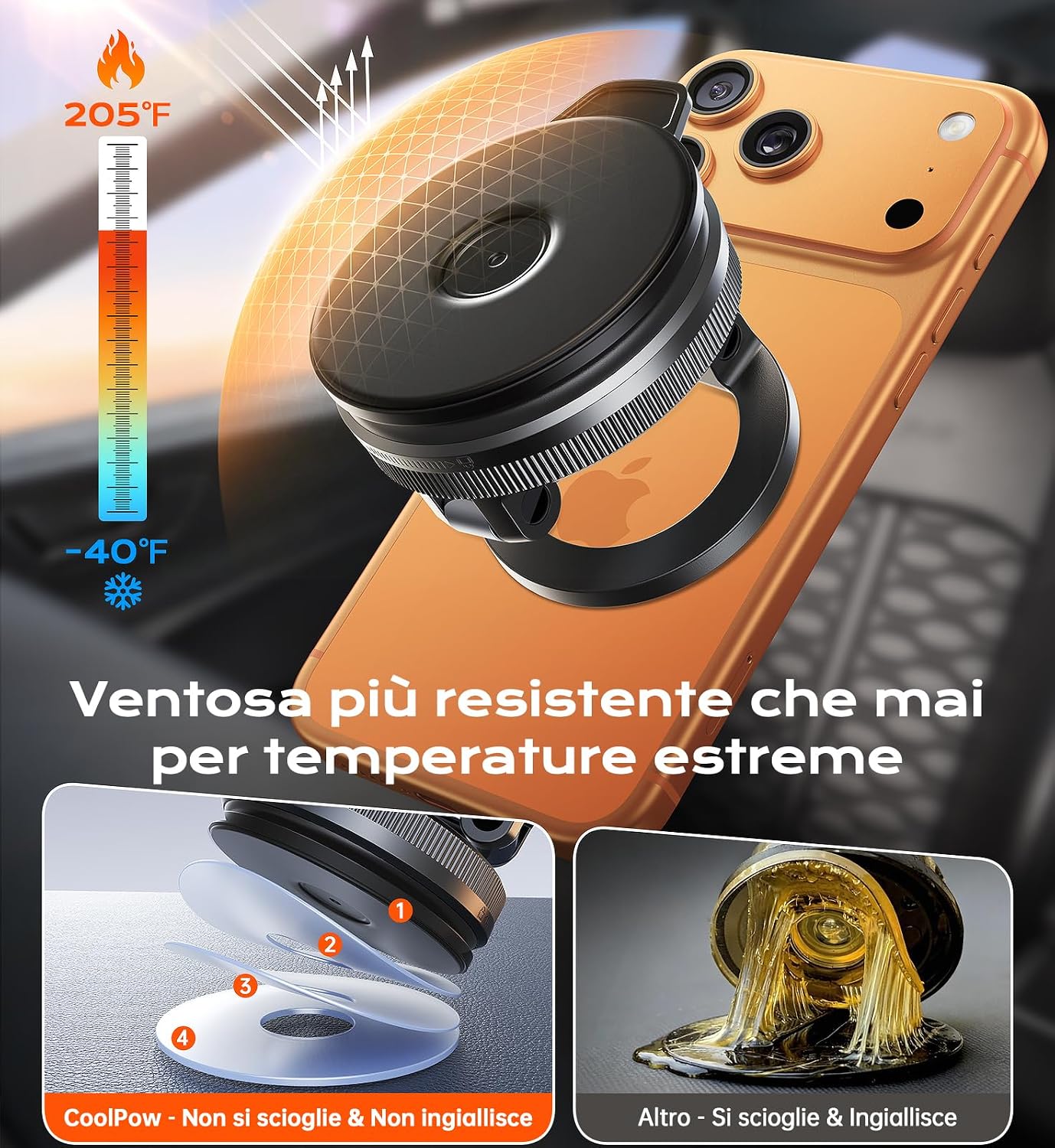 Detalle 1 de Coolpow Porta Cellulare auto magnetico 360°