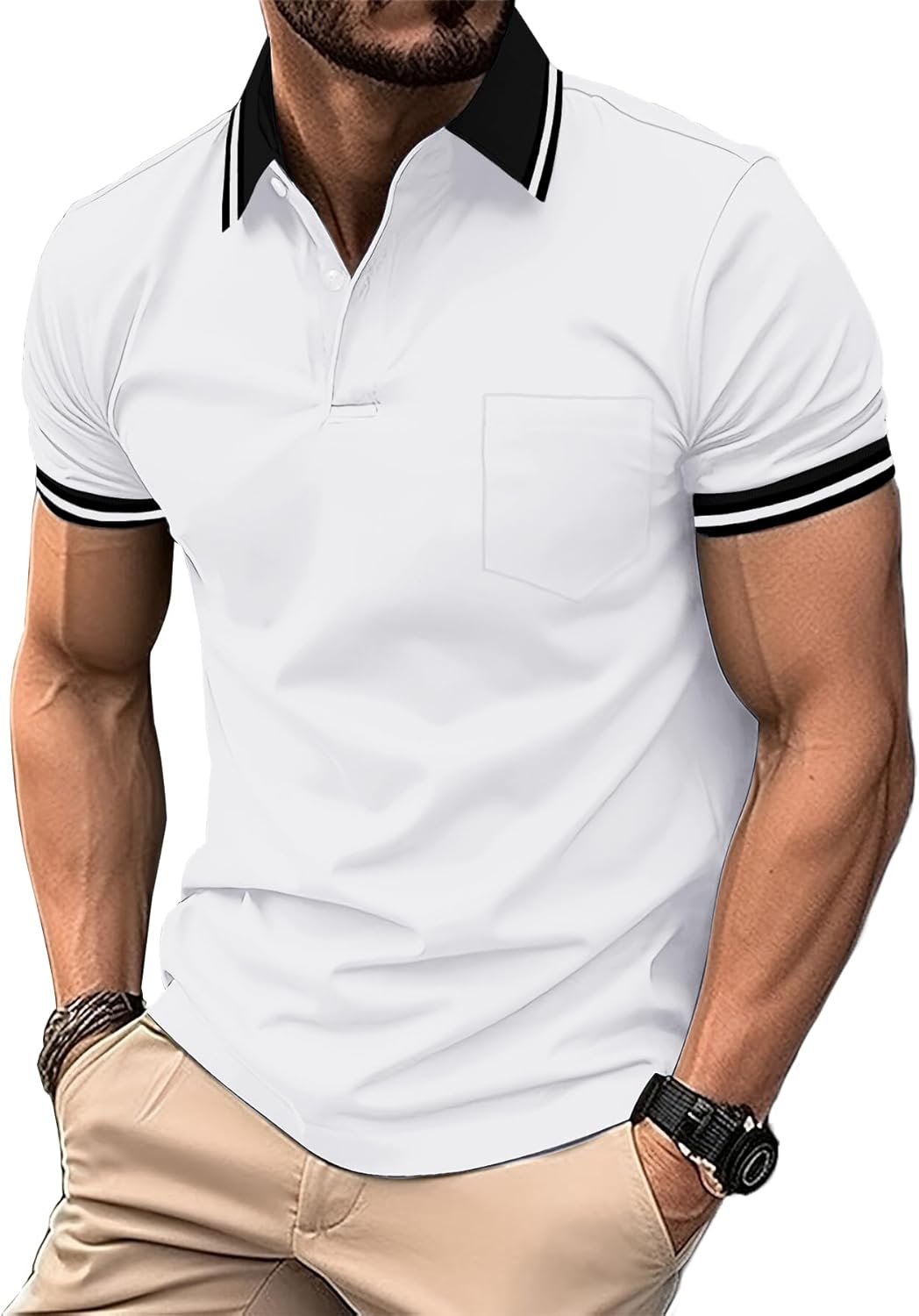 Thumbnail 2 de JACKETOWN Lot de 5 polos de golf légers et respirants à manches courtes pour adulte