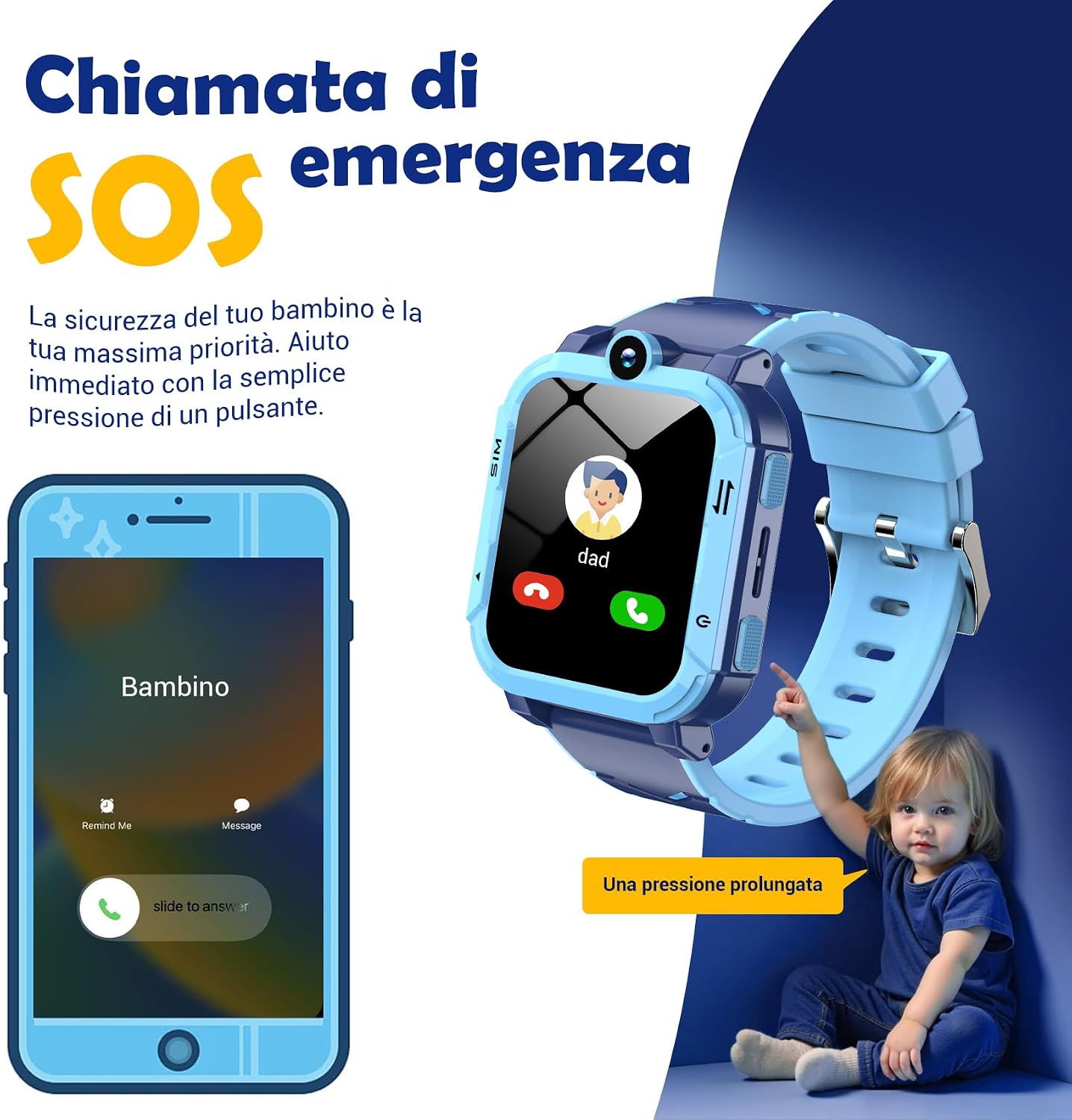 Detalle de Blackview Smartwatch per Bambini con GPS+LBS+Wi‑Fi, 4G, SOS e Videocall: sicurezza e divertimento per bambini dai 4 ai 12 anni