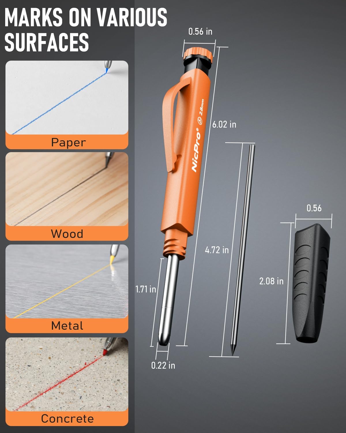 Thumbnail 4 de Nicpro 3‑in‑1 Carpenter Pencil Set with 54 Refills