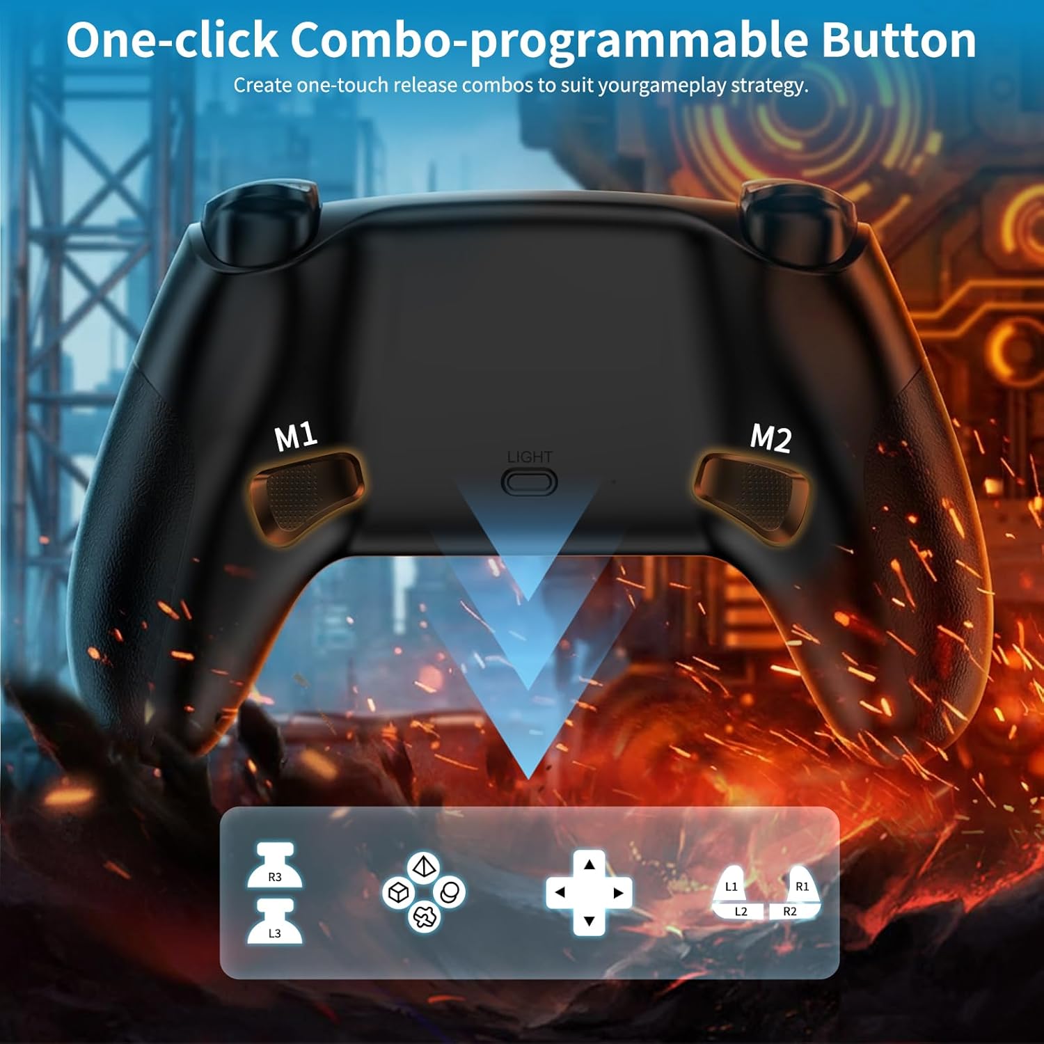 Thumbnail 3 de JORREP 2 Pack Wireless Controller for PS4: Dual Set with RGB, Turbo, and Programmable Buttons