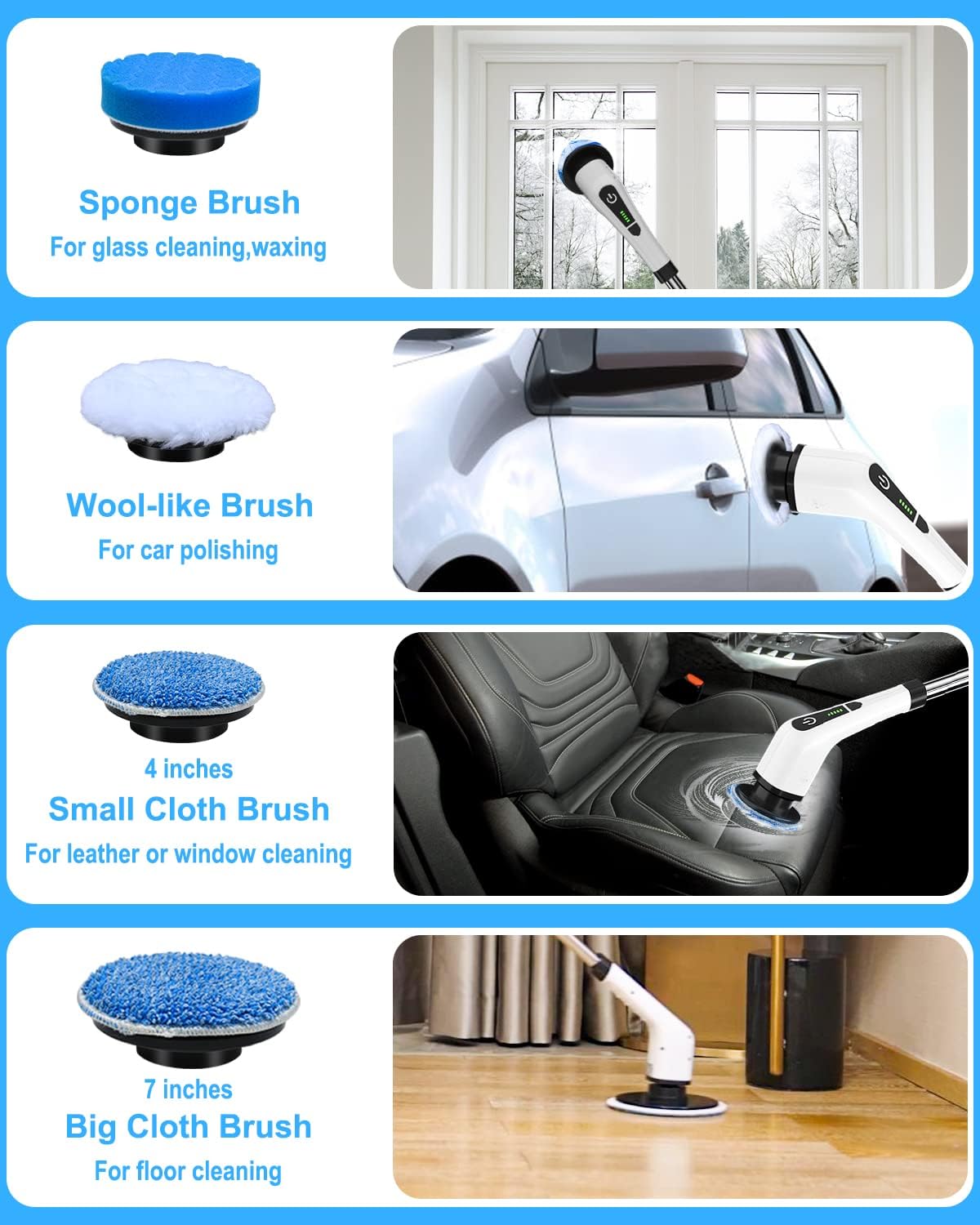 Detalle 2 de Brosse électrique rotative 8 têtes