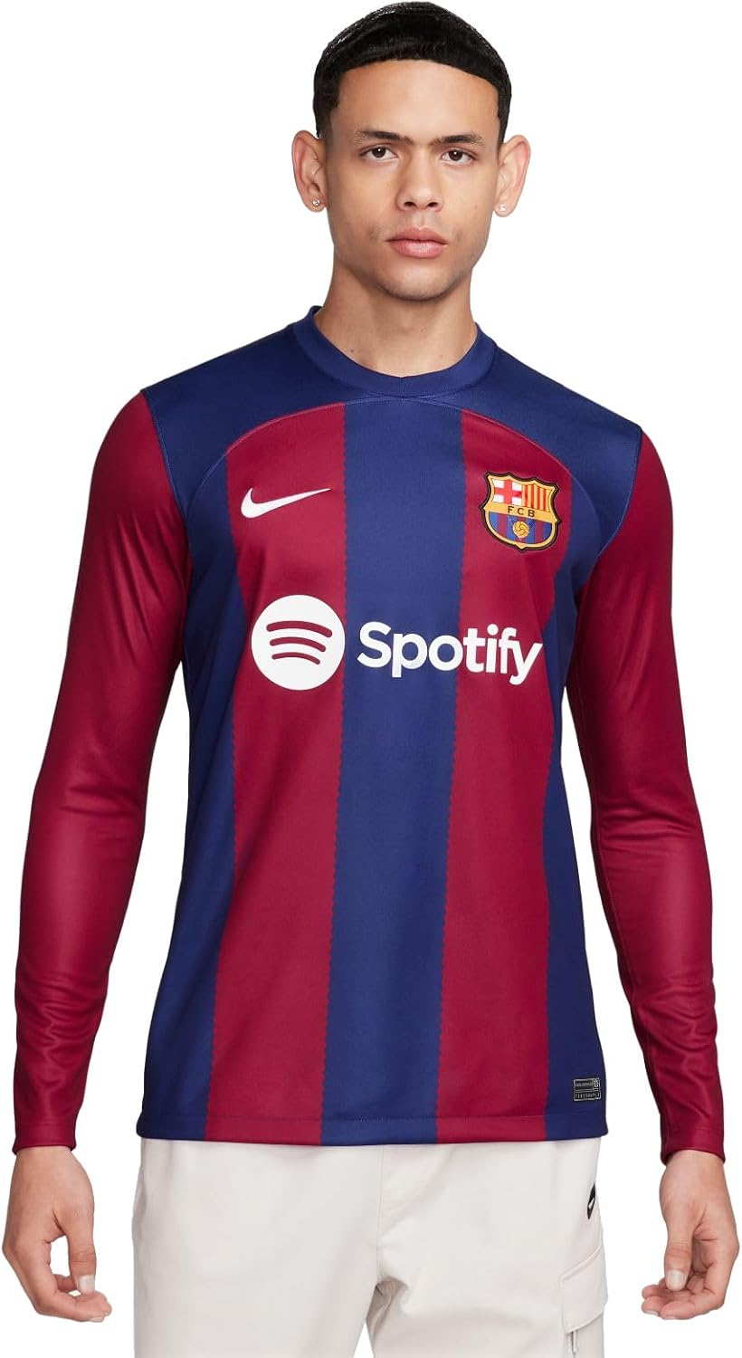 Detalle de FC Barcelona DX2636-456 męska koszulka domowa 2023/2024 z tkaniną Nike Breathe