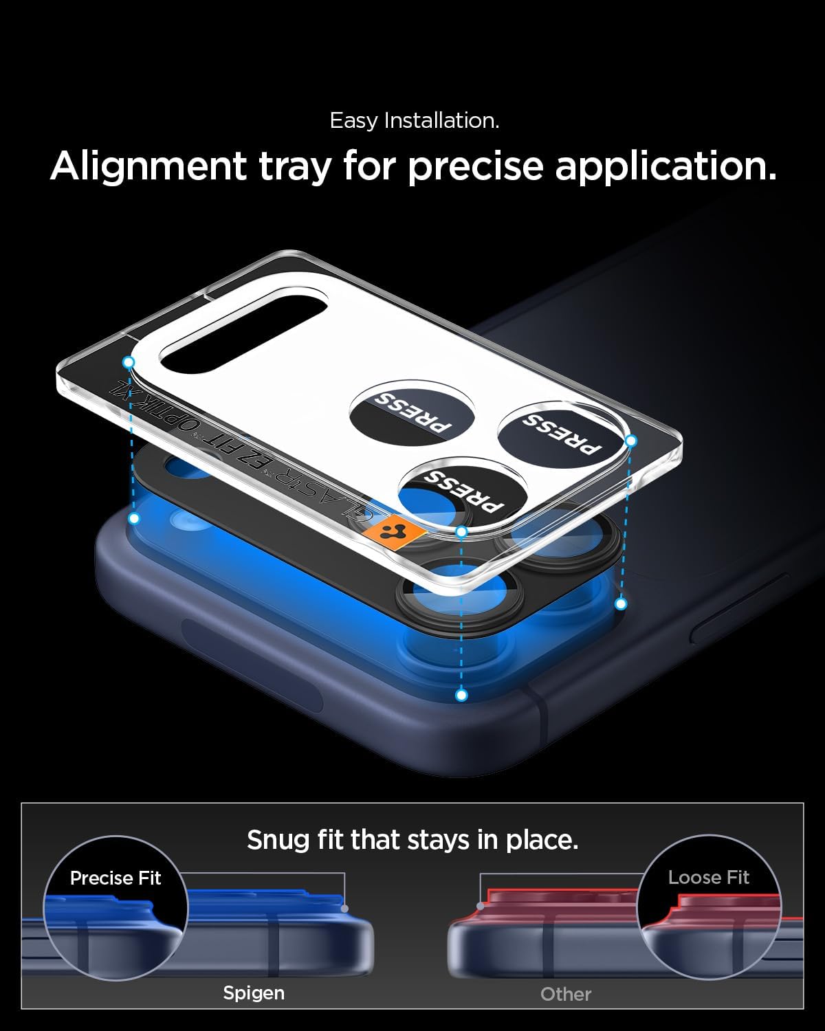 Thumbnail 3 de Protection caméra Spigen Glas.tR EZ Fit Optik Pro XL pour iPhone 17 Pro — verre trempé 9H (kit d’installation)