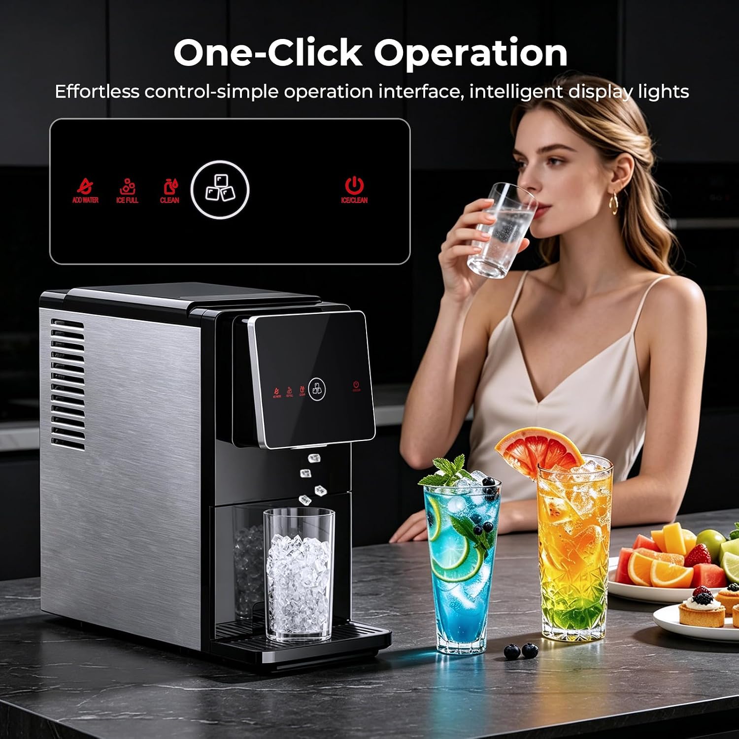 Detalle 1 de Antarctic Star HZB-15DN Nugget Ice Maker with Self-Dispensing and Self-Cleaning