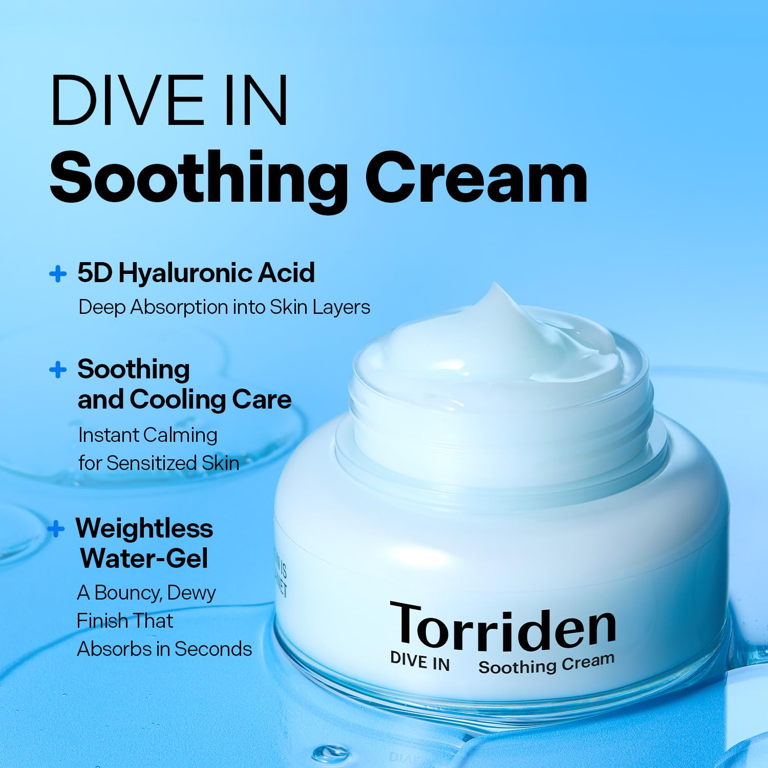 Detalle 2 de Torriden DIVE IN Hyaluronic Acid Soothing Cream, 100ml 5D Gel Moisturizer