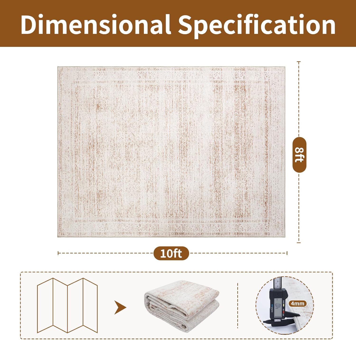 Thumbnail 1 de BGASZ 8x10 Washable Area Rug – Non-Slip, Soft Short-Pile with Stain Resistance