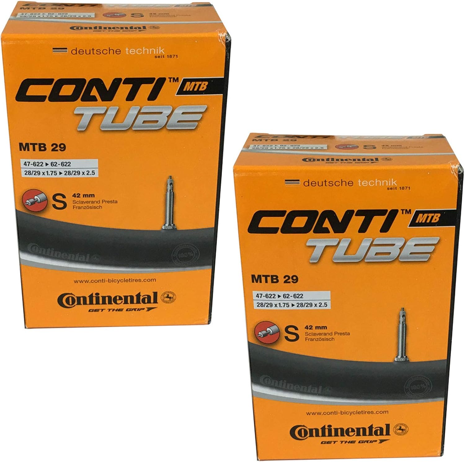 Continental MTB 29 x 1.75–2.5, cámara de aire (Presta 42 mm) – pack de 2