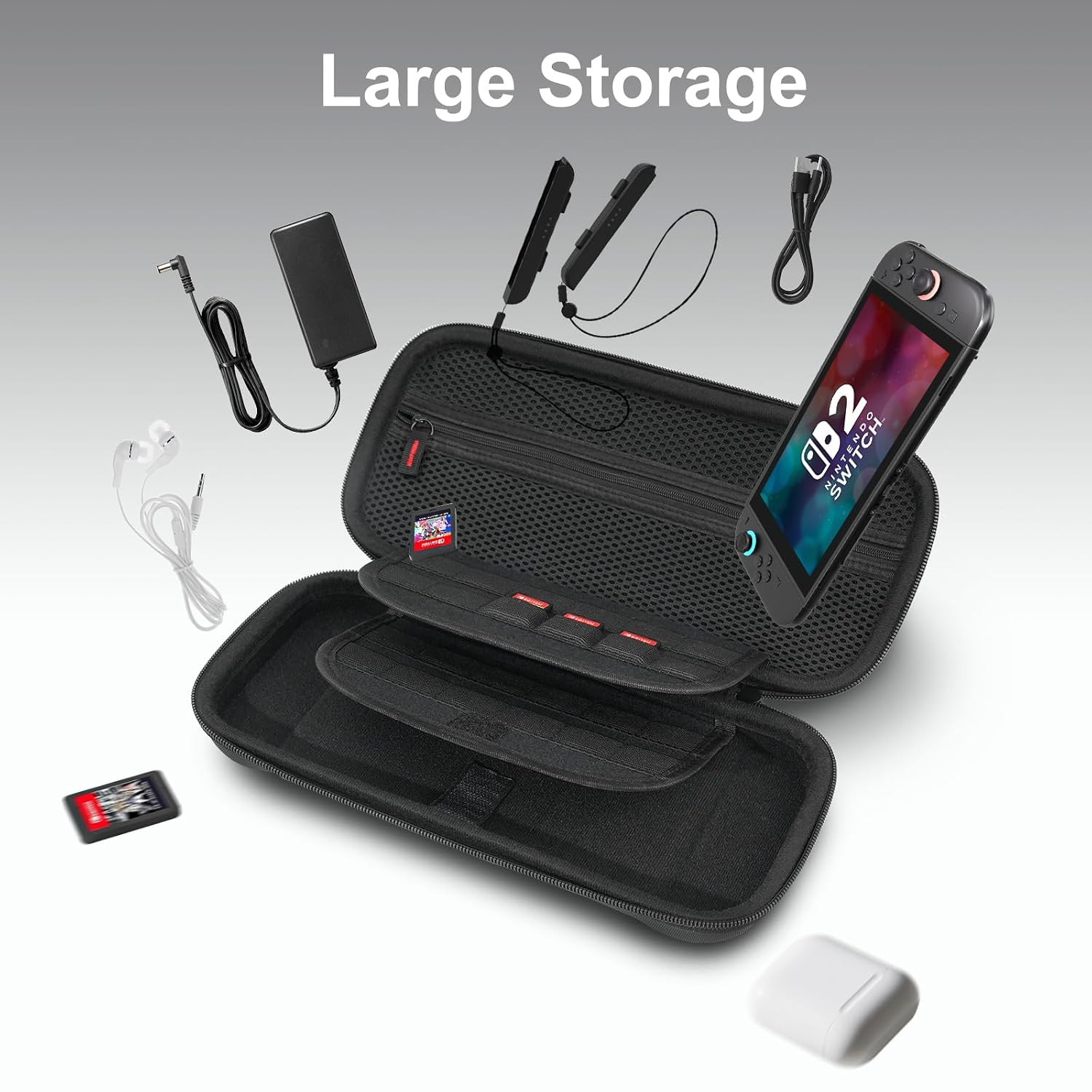 Detalle de CoBak Large Capacity Carrying Case for Nintendo Switch 2, 24-cartridge bundle