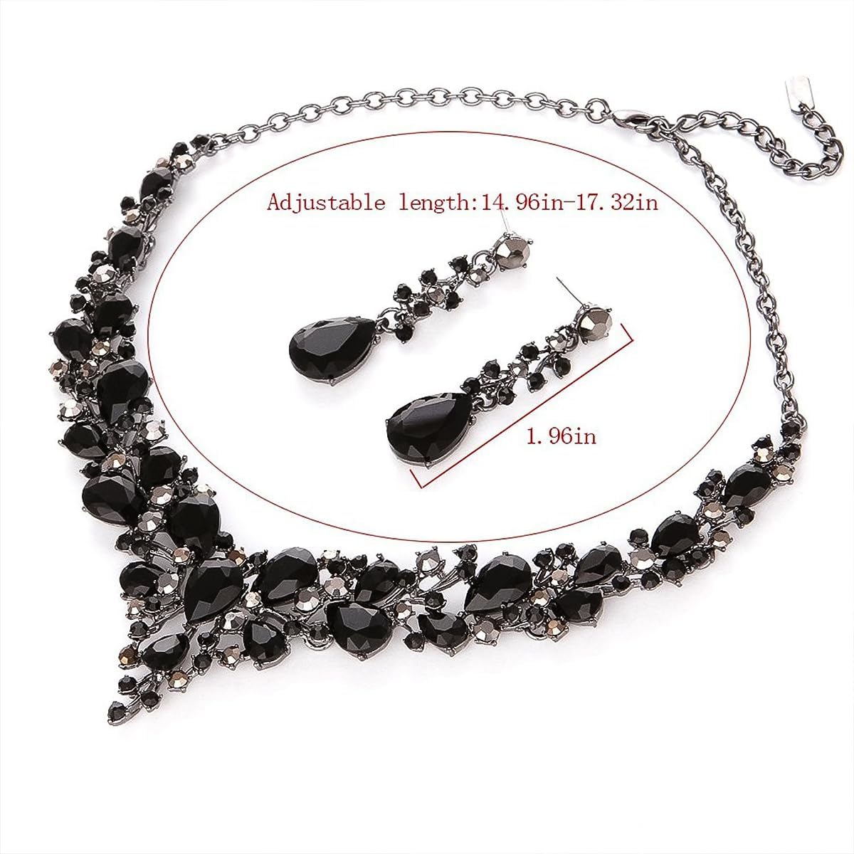 Detalle 2 de ALMLWIAJ Statement Halskette & Ohrringe Set – Kristall Tränen Clusterschmuck für Hochzeiten