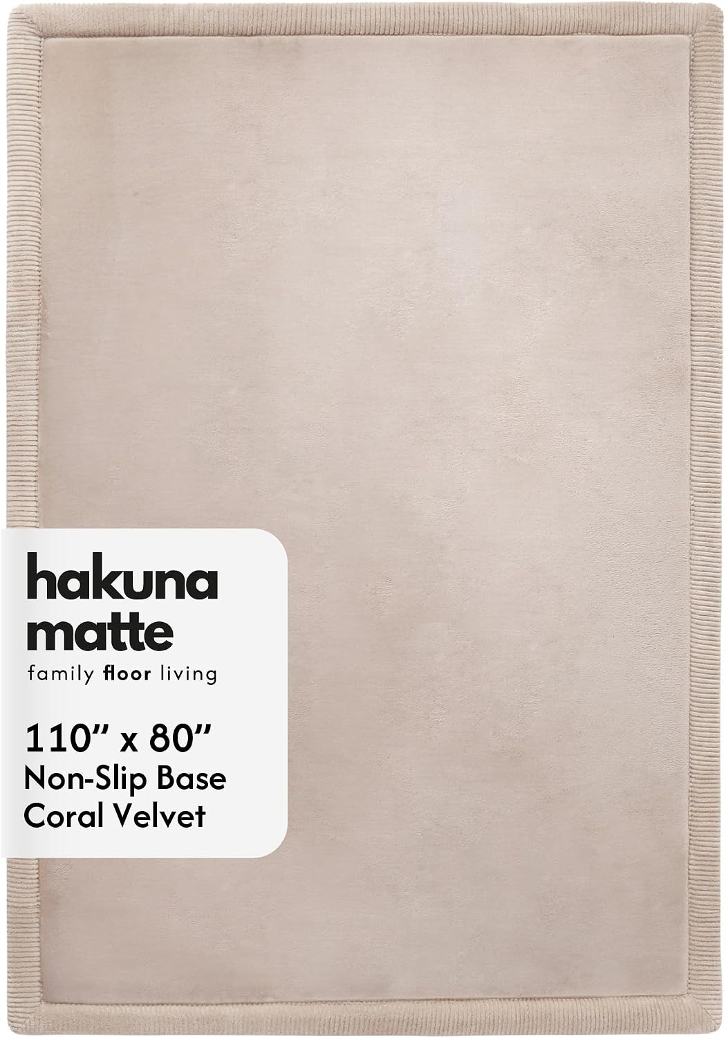 Detalle de Hakuna Matte CloudSoft Baby Play Mat (80" x 110") in Beige – Coral Velvet Memory Foam Rug