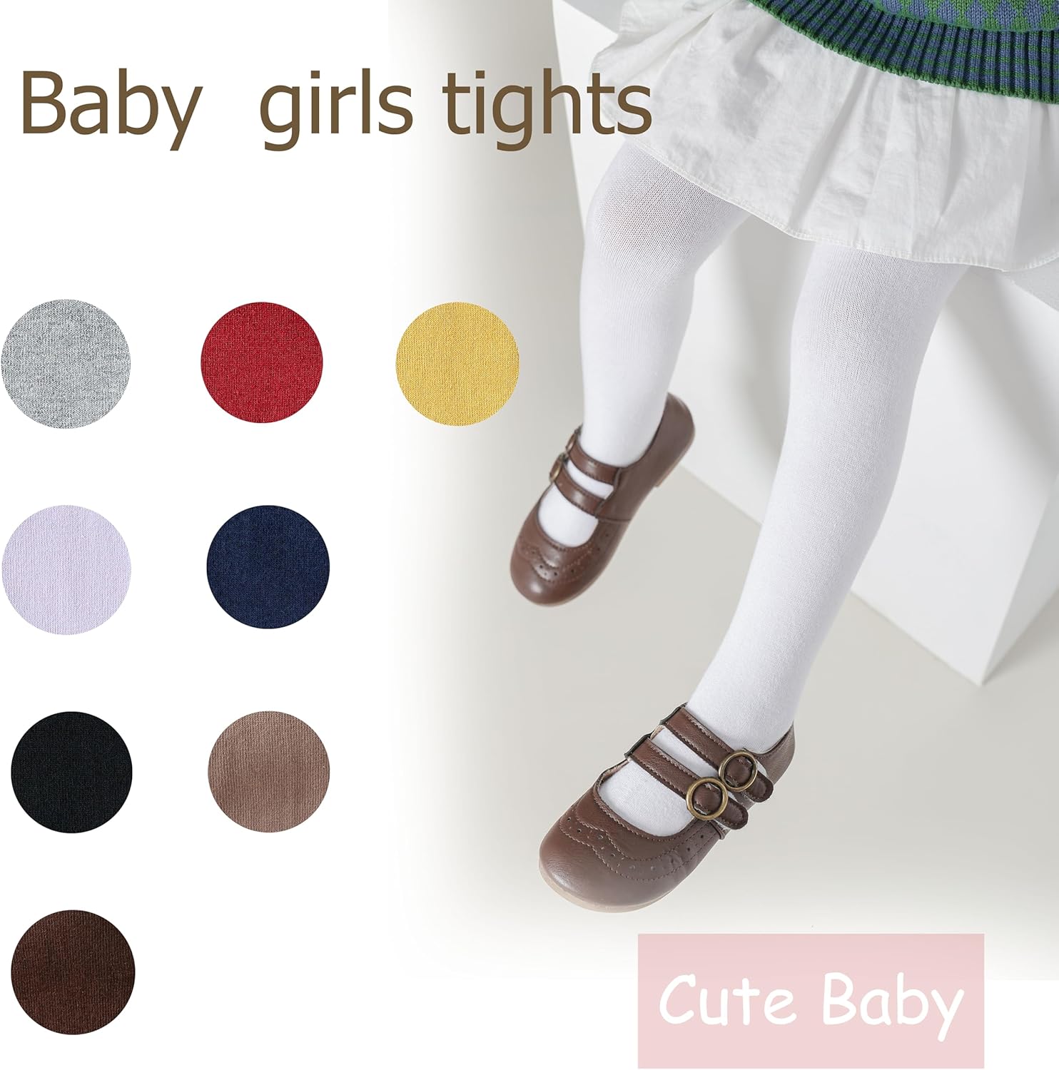 Thumbnail 2 de Marchare Baby Girls Thick Cotton Tights with Non-Slip Grips