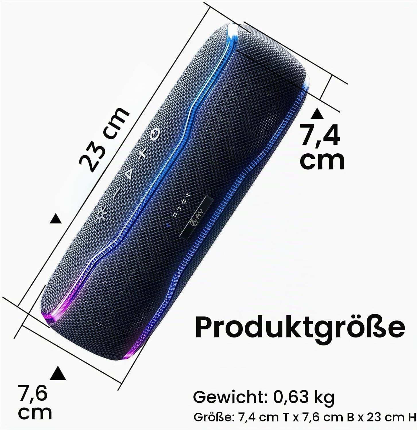 Thumbnail 6 de AY Bluetooth Lautsprecher Musikbox – IPX7, 25 W, Dual Pairing, 24 h Akku, mit bunten Lichtern