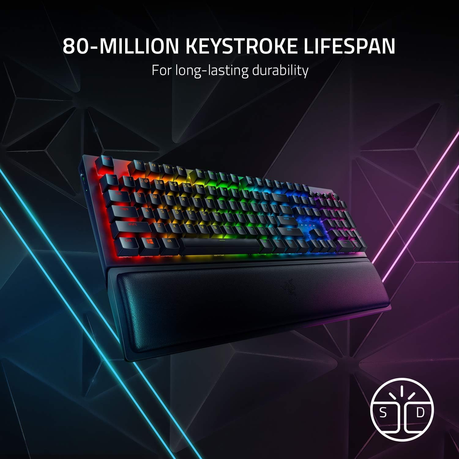 Detalle de Razer BlackWidow V3 Pro (Yellow Switch) – Kabelloses Voll‑Höhen‑Gaming-Keyboard mit Chroma RGB, Nordic Layout