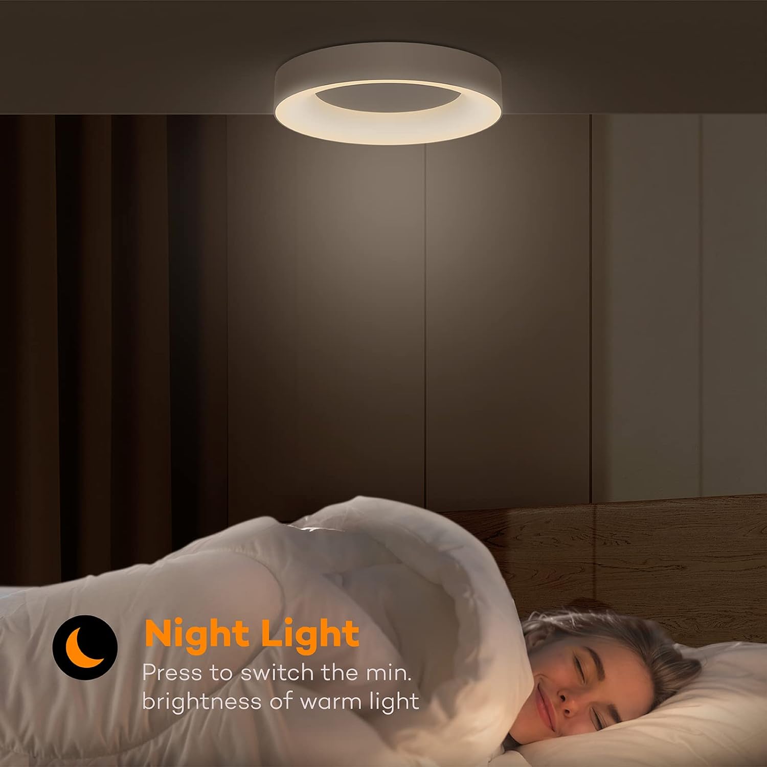 Detalle 2 de Matane Matane RGB LED Flush Ceiling Light (24W) with Remote, Dimmable 3000K–6500K, 11 Inch White