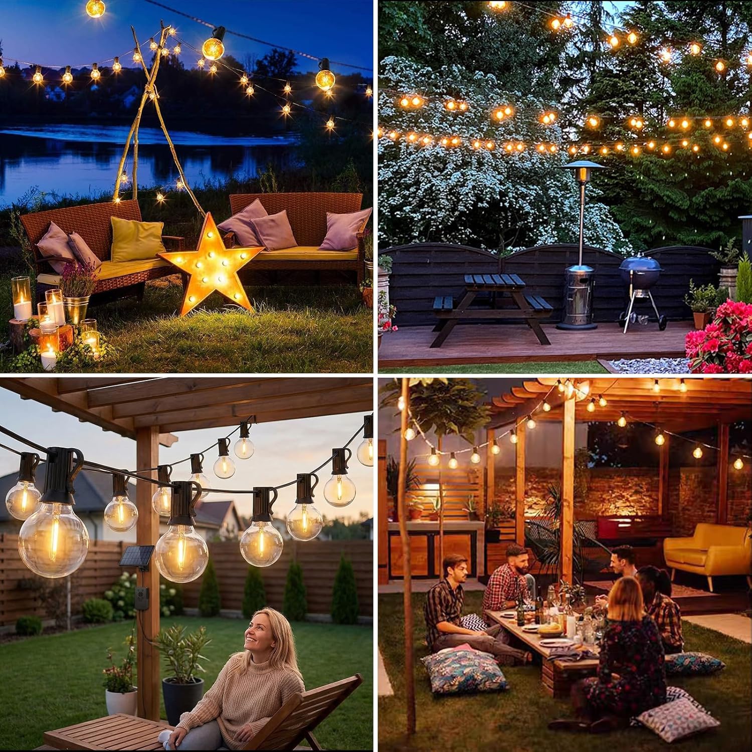 Thumbnail 6 de Sprifityy Catena Luminosa Solare per Esterno con Telecomando e Lampadine G40 dimmerabili, IP44 (16 m)