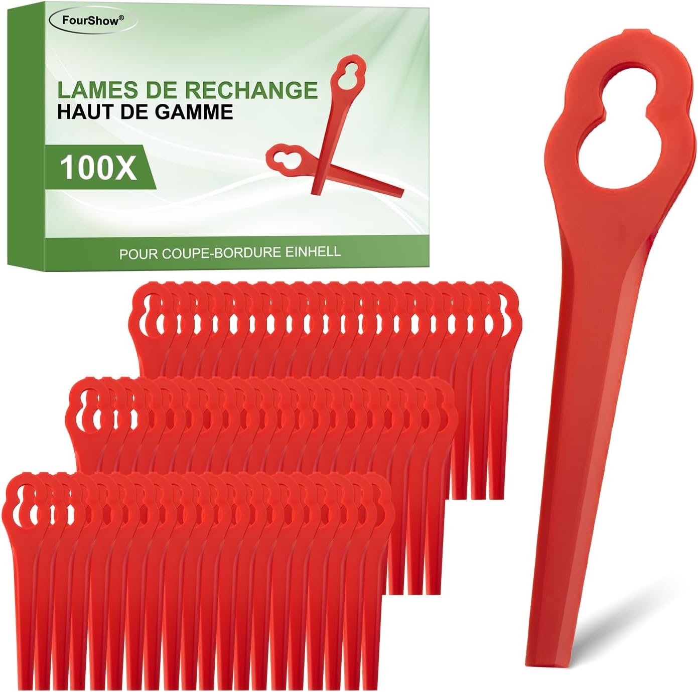 Lot de 100 lames de rechange en PA6 (nylon) compatibles Einhell pour coupe-bordures sans fil