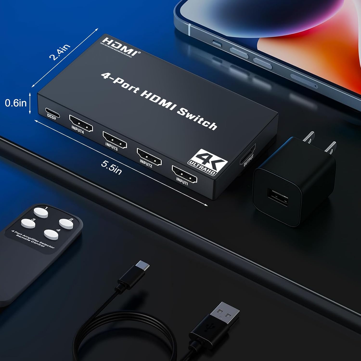 Thumbnail 5 de 4K HDMI Switch 4-in-1 für TV