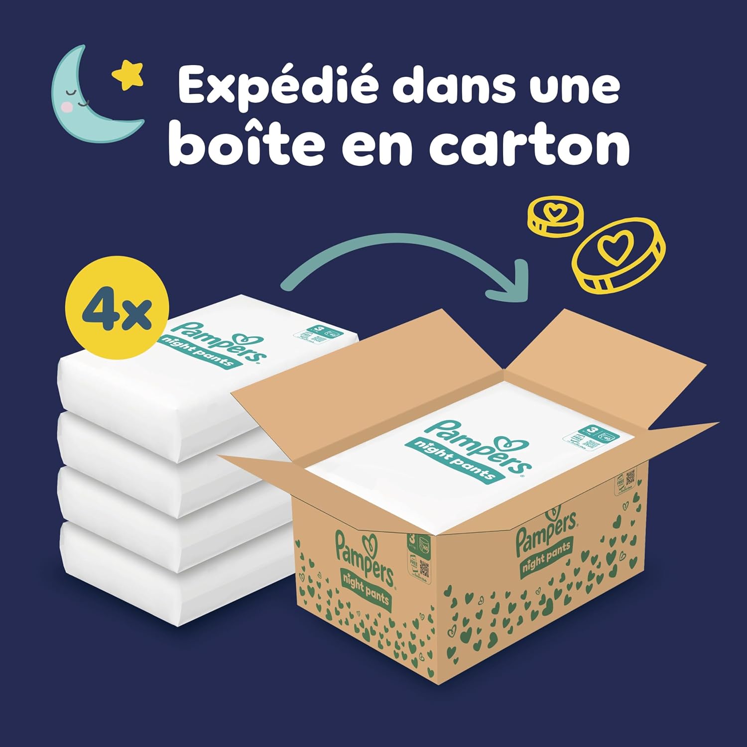 Detalle de Pampers Night Pants Taille 3 – 160 couches-culottes, 6 kg–11 kg, protection renforcée pour la nuit