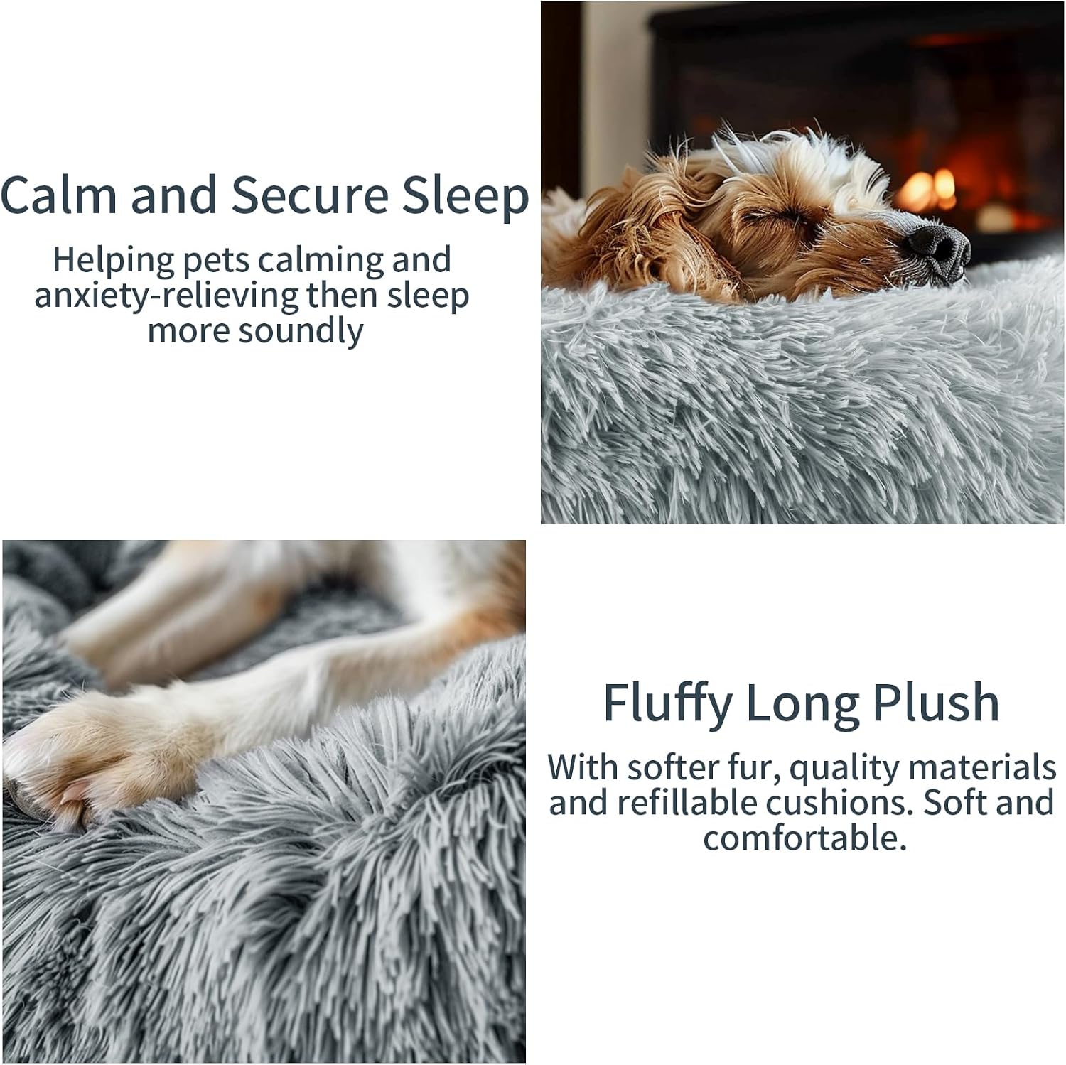 Detalle 2 de NAKIHOUSE round plush pet bed 50 cm