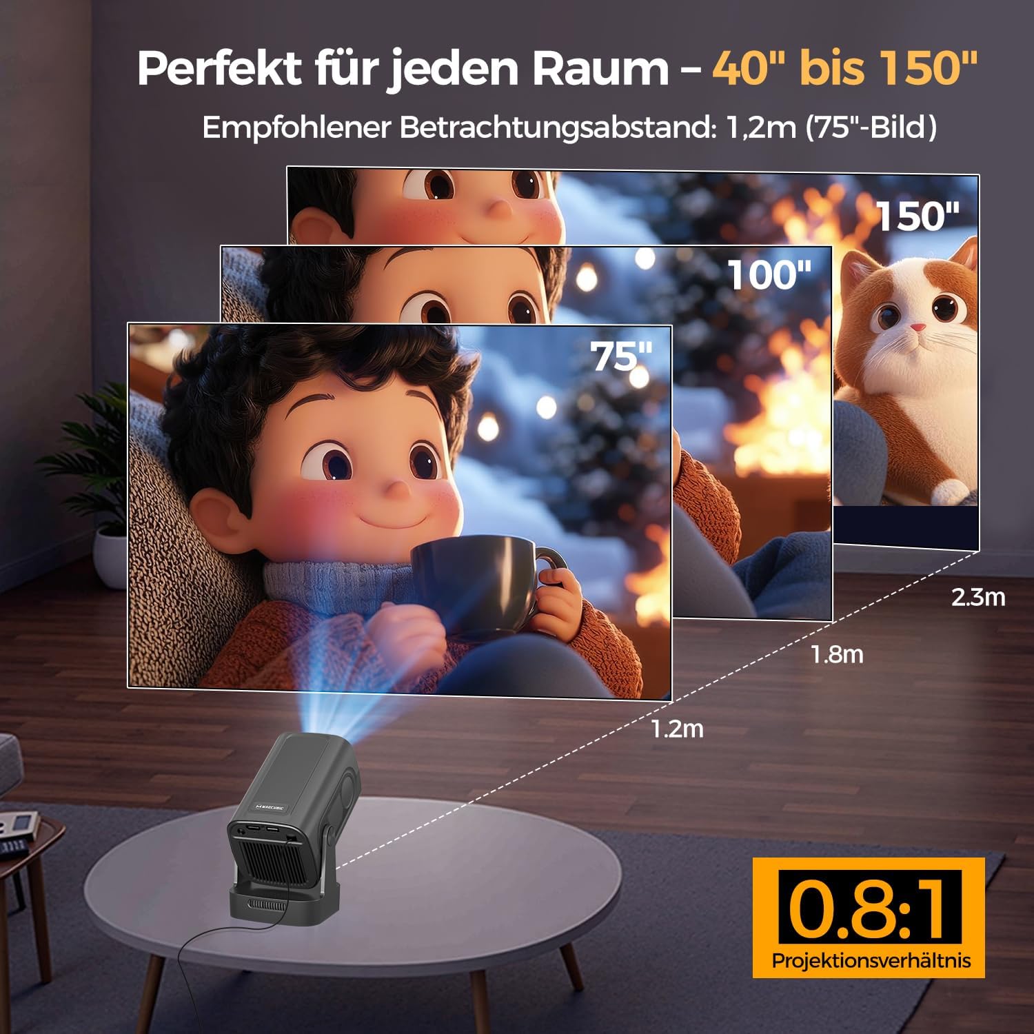 Thumbnail 6 de Alwtniet HY310 Mini Beamer – 4K-Unterstützung, Autofokus & Android Heimkino