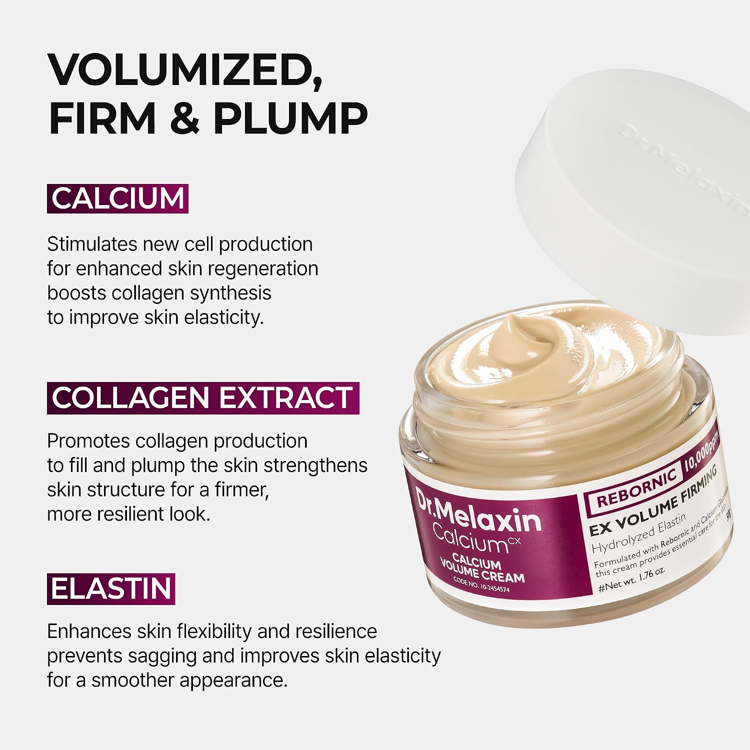 Thumbnail 4 de Dr.Melaxin Calcium Intense Firming Cream with Collagen & Elastin (1.69 fl. oz) — lifting & plumping face cream