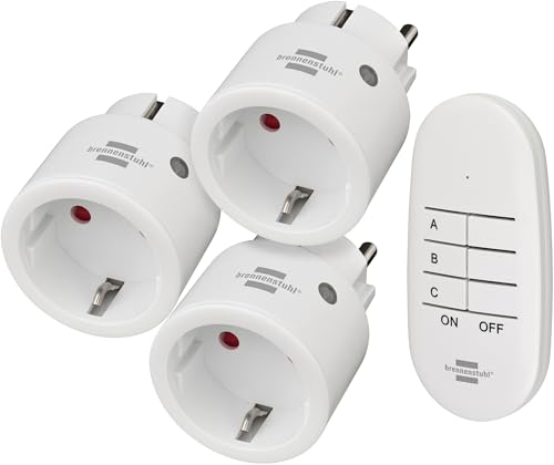 Detalle de Brennenstuhl Comfort-Line Funksteckdosen-Set Mini 3+1 – 3 Empfänger + 1 Handsender