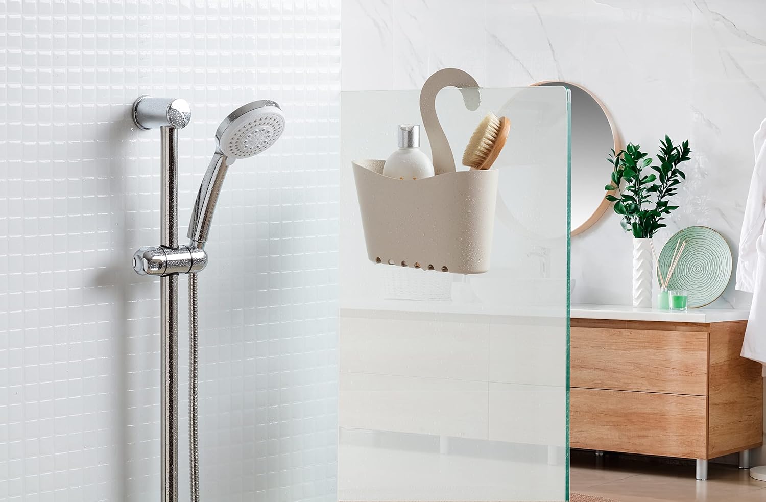 Detalle de TATAY Etagere Douche Suspendue Multifonction – 25 x 9 x 28 cm, Ecohome