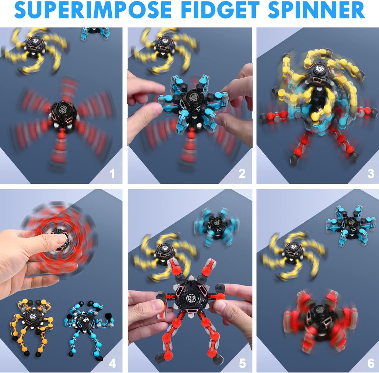 Detalle de NEW Transformable Fidget Spinner Toy — Creative DIY Morphing Fingertip Gyro for All Ages