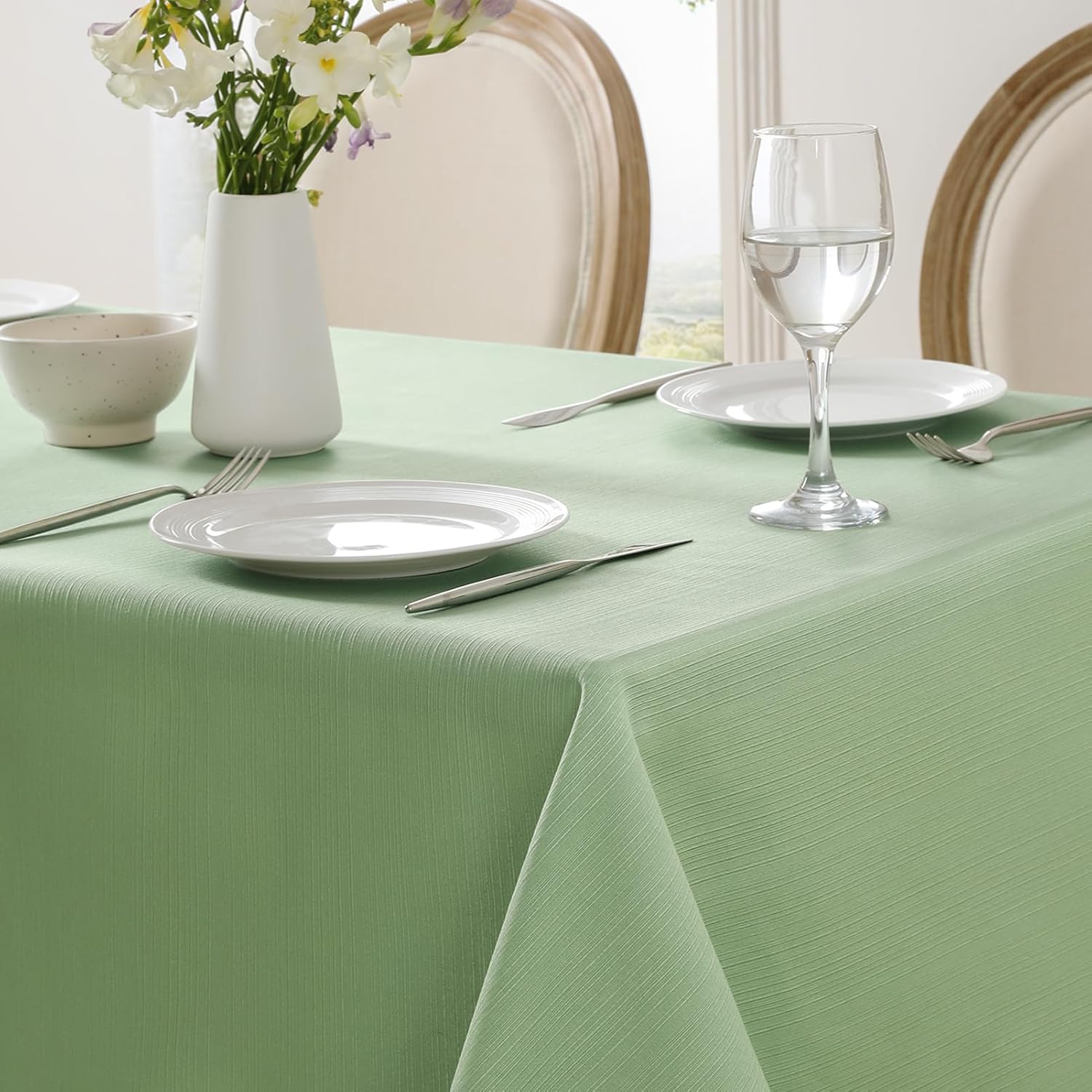Detalle de Softalker tovaglia rettangolare antimacchia impermeabile 140x240 cm verde salvia