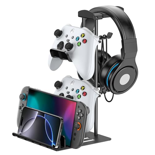 Detalle de KDD Soporte Auriculares Gaming Universal con Organizador de Cables y Barra de Aluminio