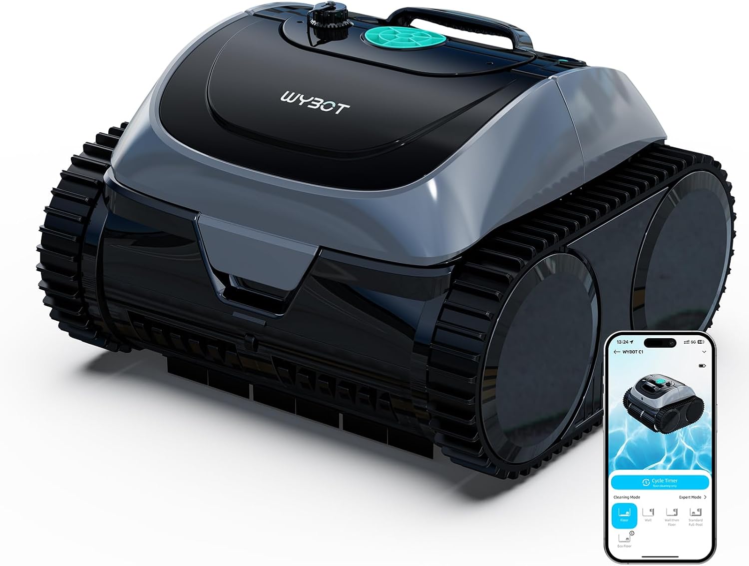 Detalle de WYBOT C1-P: Robot piscina senza fili 4-in-1 per piscine fuori terra, NAV+ App, 155 m²