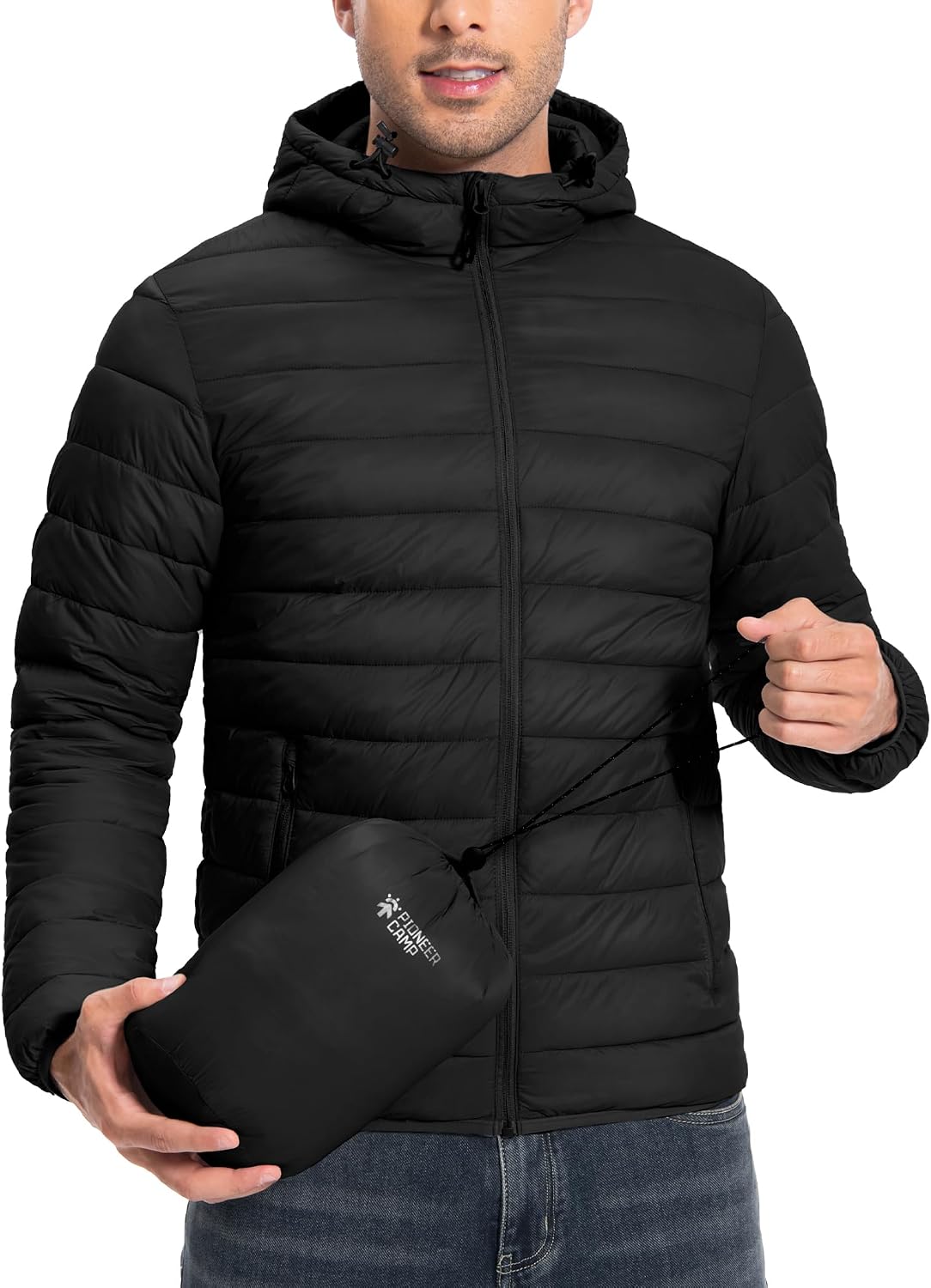 Detalle 2 de Pioneer Camp Mens Lightweight Packable Puffer Jacket 1 Hooded