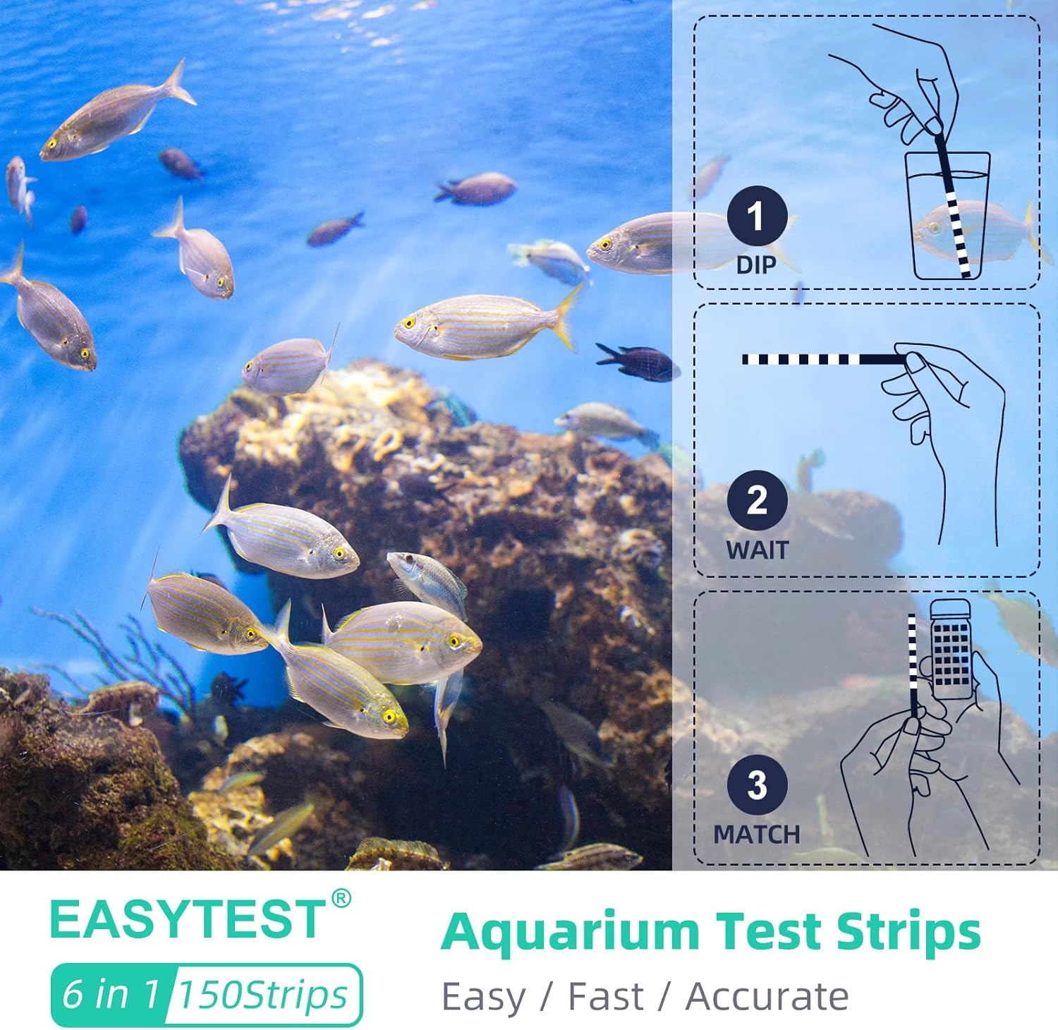 Detalle de EASYTEST 6 in 1 Aquarium Test Strips 150 pack