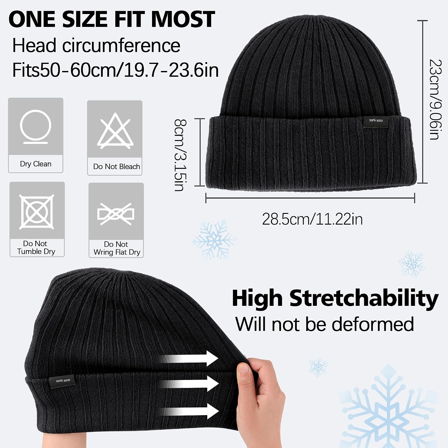 Thumbnail 3 de Ababalaya 100% Wool Beanie — Windproof Knit Unisex