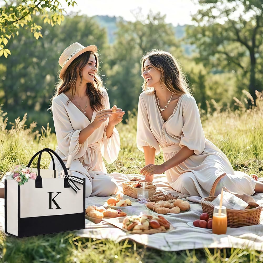 Thumbnail 1 de Aucuu Tote Bag en toile avec fermeture éclair — sac réutilisable pour shopping, pique-nique et voyage