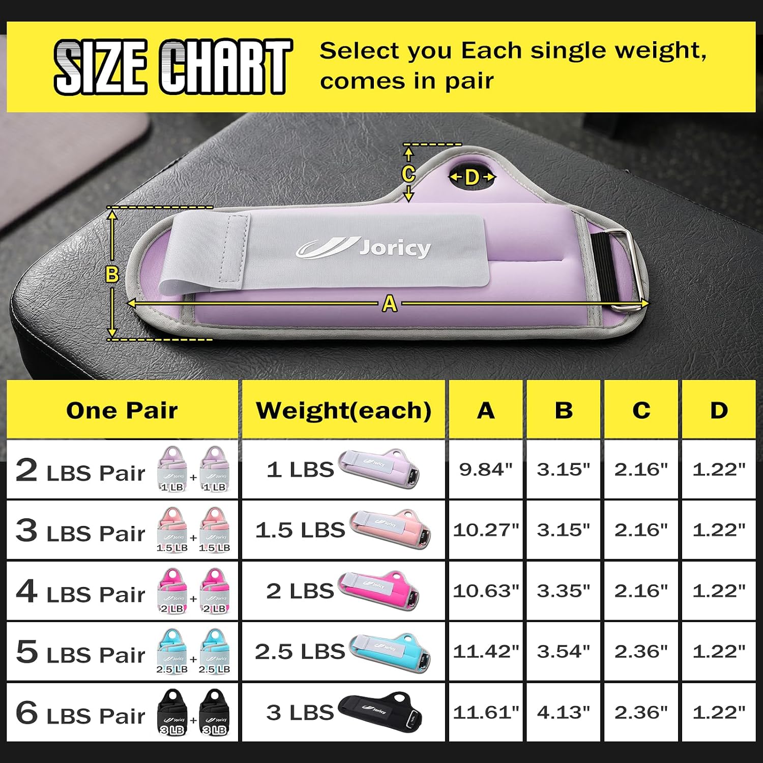 Detalle 2 de JORICY J-weight-002-purple5LB Wrist Weights, 2.5 lb Each with Thumb Loops