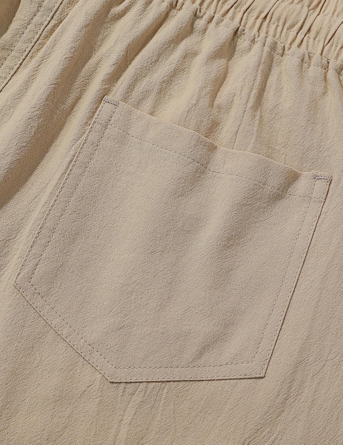 Thumbnail 6 de TARAINYA Leinen Kurze Hosen Herren – Baumwolle & Leinen Mischung mit Gummizug, Freizeithose mit Taschen